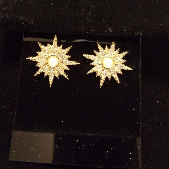 Rhinestone Star Stud Earrings - Picture 4 of 5